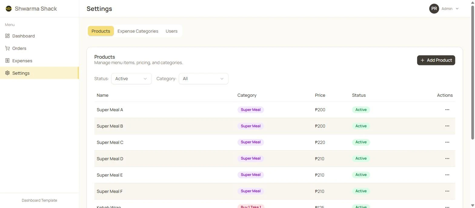 Menu and pricing management behind the POS